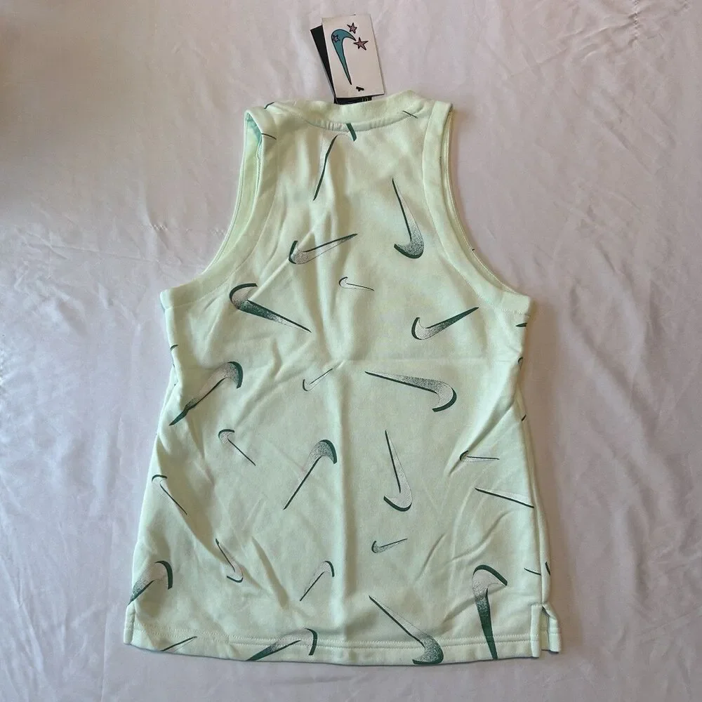 Nike Tank Top Girl's Medium Lite Teal All Over Print Cotton Slim-Fit Pullover